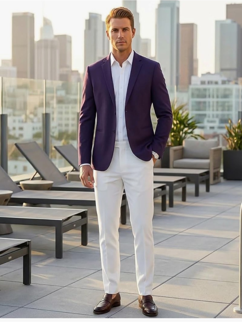 New Men's Purple Blazer – Tailored Modern Fit medium /38R Clemson